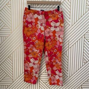 Talbots Floral cotton blend The Perfect Crop Pant 70s hippie flower power funky